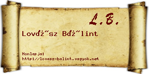 Lovász Bálint névjegykártya